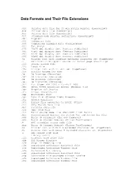 File Extension List Definitions