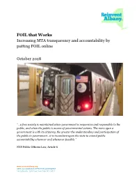 Increasing MTA Transparency and Accountability by Putting FOIL Online