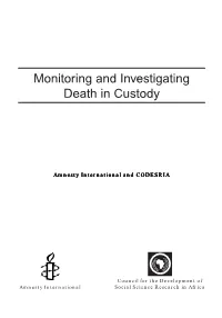 Monitoring and Investigating Death in Custody