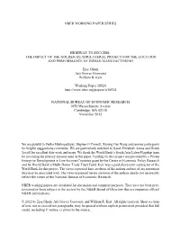 Nber Working Paper Series Highway to Success