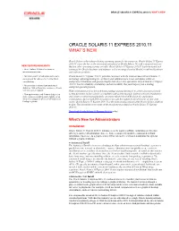 Oracle Solaris 11 Express What's