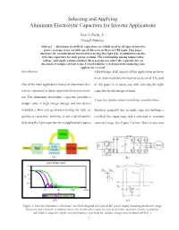 Selecting and Applying Aluminum Electrolytic Capacitors for Inverter Applications