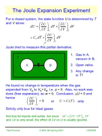 The Joule Expansion Experiment