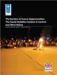 The Social Stability Context in Central and West Bekaa Conflict Analysis Report – March 2017