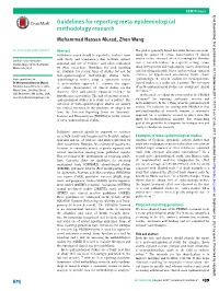 Guidelines for Reporting Meta-Epidemiological Methodology Research