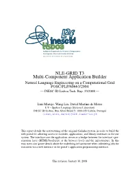 NLE-GRID T3 Multi-Component Application Builder Natural Language Engineering on a Computational Grid POSC/PLP/60663/2004 — INESC-ID Lisboa Tech