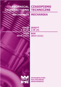 Technical Transactions Iss. 4. Mechanics Iss