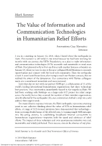 The Value of Information and Communication Technologies in Humanitarian Relief Efforts