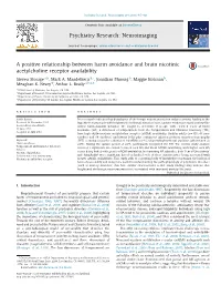 A Positive Relationship Between Harm Avoidance and Brain Nicotinic Acetylcholine Receptor Availability
