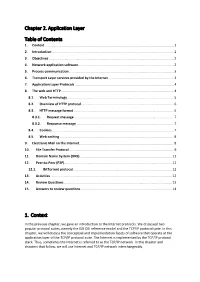 Chapter 2. Application Layer Table of Contents 1. Context