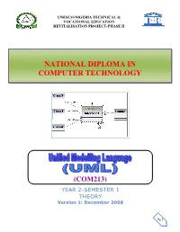 COM 213 Unified Modelling Language Programming Theory