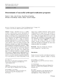 Determinants of Successful Arthropod Eradication Programs