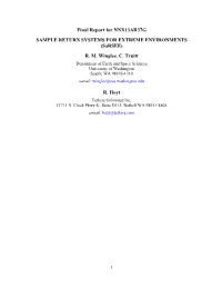 Final Report for NNX13AR37G SAMPLE RETURN SYSTEMS FOR