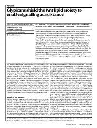 Glypicans Shield the Wnt Lipid Moiety to Enable Signalling at a Distance