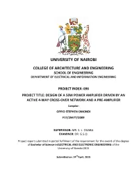 School of Engineering Department of Electrical and Information Engineering