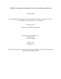 The Effects of Superstition As Destination Attractiveness on Behavioral Intention