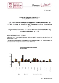 The Number of Passengers Using Public Transport Increases by 4.1% in January, As Compared with the Same Month of the Previous Year