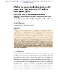 A Curated Ortholog Database for Yeasts and Fungi Spanning 600 Million Years of Evolution