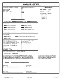 Candidate's Report