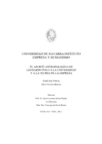 El Aporte Antropológico De Leonardo Polo a La Universidad Y a La Teoría