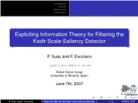 Exploiting Information Theory for Filtering the Kadir Scale-Saliency Detector