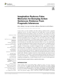 Imagination Reduces False Memories for Everyday Action Sentences: Evidence from Pragmatic Inferences