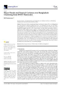 Major Floods and Tropical Cyclones Over Bangladesh: Clustering from ENSO Timescales
