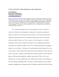 Yablo's Figuralist Account of Mathematics Sarah Hoffman