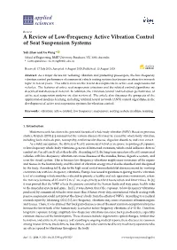 A Review of Low-Frequency Active Vibration Control of Seat Suspension Systems