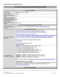 CTE Course Description and Standards Crosswalk