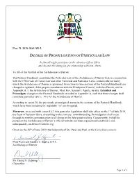 Decree of Promulgation of Particular Law