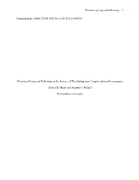 Direction Giving and Following 1 Running Head