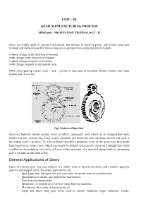 General Applications of Gears