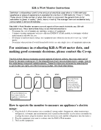 Kill-A-Watt Monitor Instructions