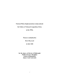 National Policy Implementation in Queensland