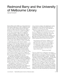 Redmond Barry and the University of Melbourne Library Carole Hinchcliff