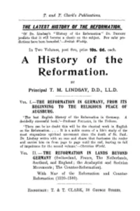 A History of the Reformation. by Principal T