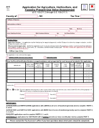 Application for Agriculture, Horticulture, and Forestry Present-Use Value