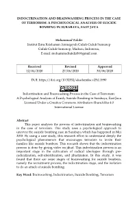 Indoctrination and Brainwashing Process in the Case of Terrorism: a Psychological Analysis of Suicide Bombing in Surabaya, East Java