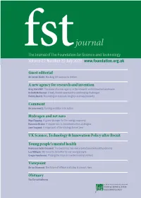 Journal the Journal of the Foundation for Science and Technology Fstvolume 22 Number 10 July 2021