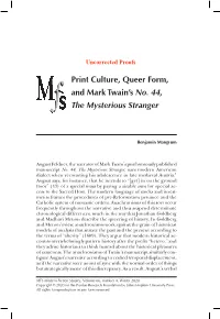 Print Culture, Queer Form, and Mark Twain's No. 44, the Mysterious