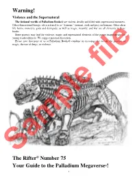 Warning! the Rifter® Number 75 Your Guide to the Palladium Megaverse®!
