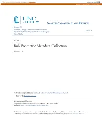 Bulk Biometric Metadata Collection Margaret Hu