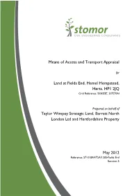 Means of Access and Transport Appraisal Land at Fields End