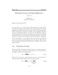 Newtonian Gravity and Special Relativity 12.1 Newtonian Gravity