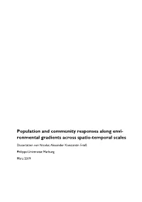 Population and Community Responses Along Envi- Ronmental Gradients Across Spatio-Temporal Scales