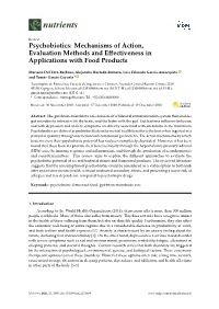 Psychobiotics: Mechanisms of Action, Evaluation Methods and Eﬀectiveness in Applications with Food Products
