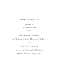 Abstracts of Talks at Mini-Symposia