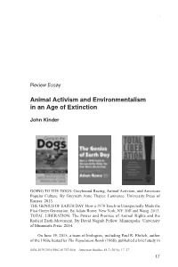 Animal Activism and Environmentalism in an Age of Extinction 17