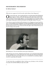 BOB SEDERGREEN: the INTERVIEW by Adrian Jackson*